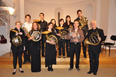 Bruno Schneider and his young talents after the concert 