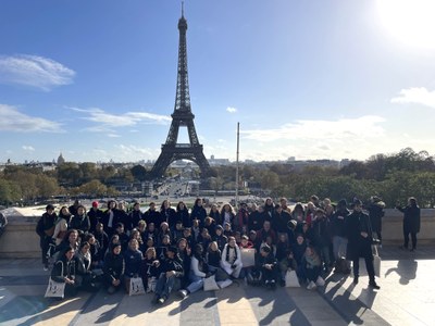 The students of CAEN visit the Eiffel Tower, many of them for the first time