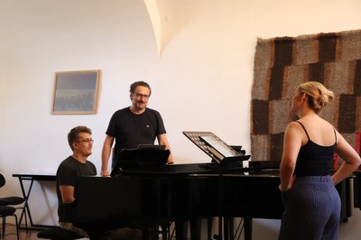 Götz Payer, Felix et Wilma travaillant Schubert.JPG