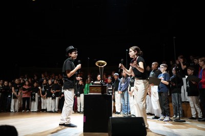 Gustave Eiffel et Thomas Edison lors de la générale   Crédits Radio France : Christophe Abramowitz